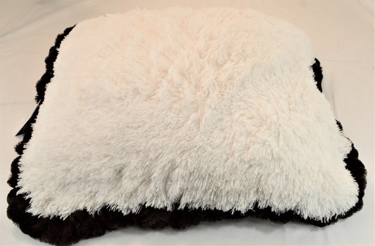Snow Leopard & Cream Shag with Chocolate mink Travel Bed/Blanket