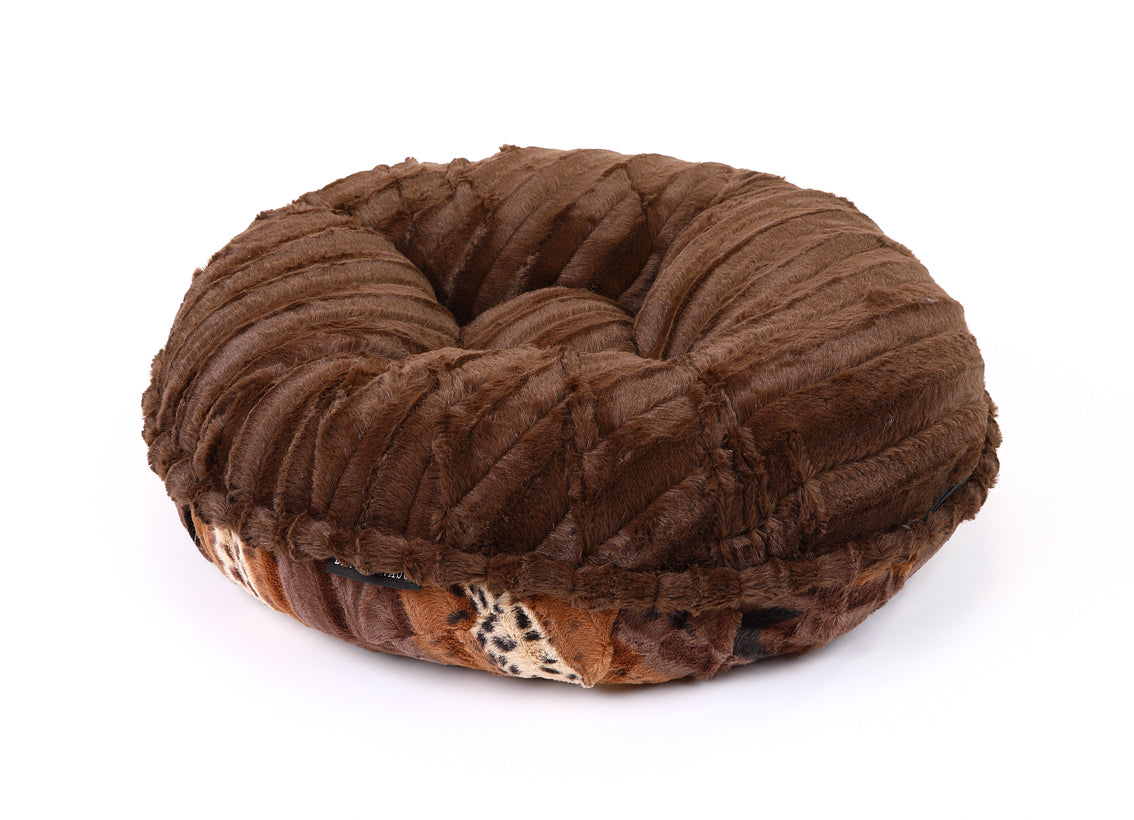 Exotic Fur Brown/Gold & Chocolate Mink Bagel Bed