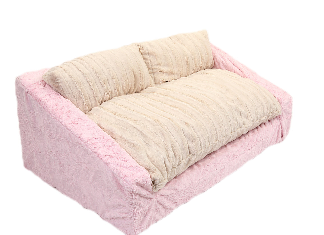 Baby Pink Mink & Cream Mink Sofa Bed