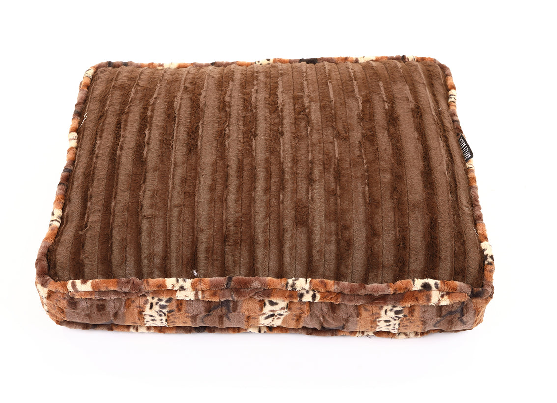 Exotic Fur Brown/Gold with Brown Mink Rectangle Bed