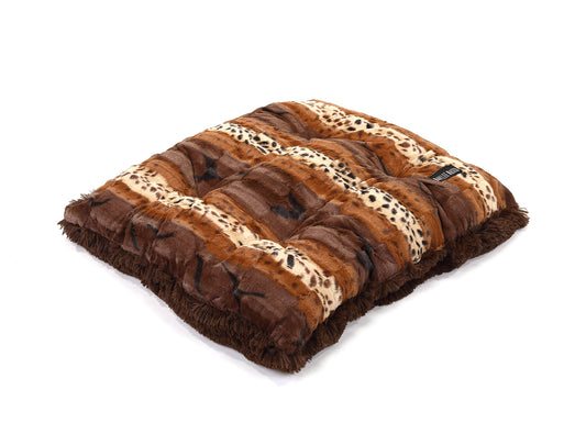 Exotic Fur Brown/Gold with Chocolate Shag Pillow Bed