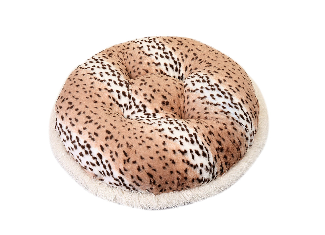 Snow Leopard & Chocolate Mink Bagel Bed