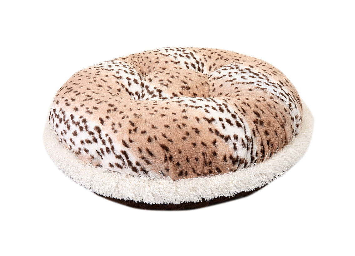 Snow Leopard & Chocolate Mink Bagel Bed
