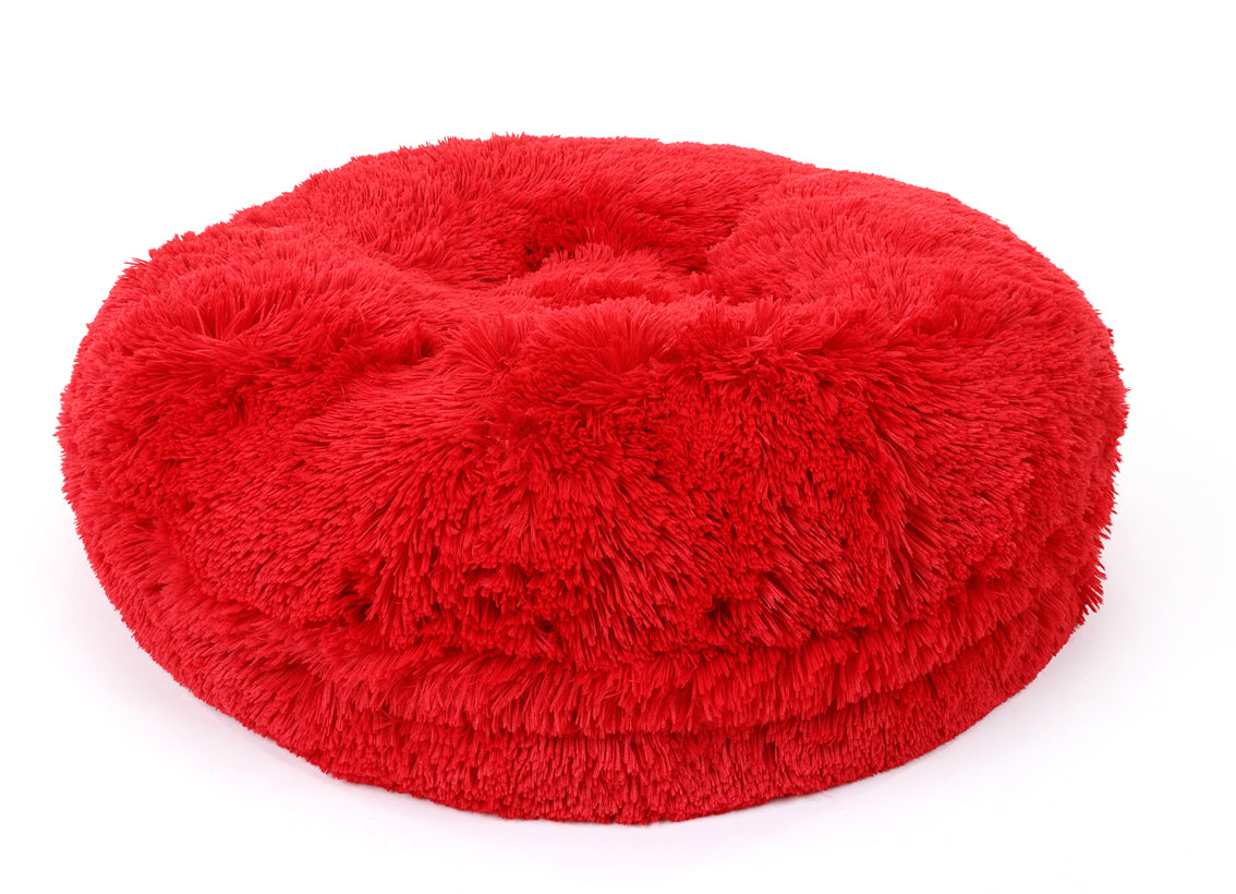 Red Shag Bagel Bed