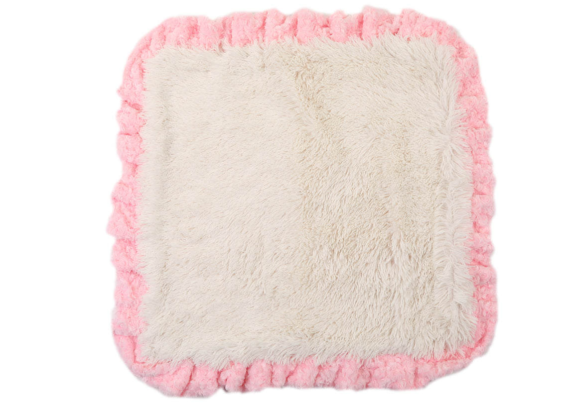Pink Rosebud with Cream Shag Blanket