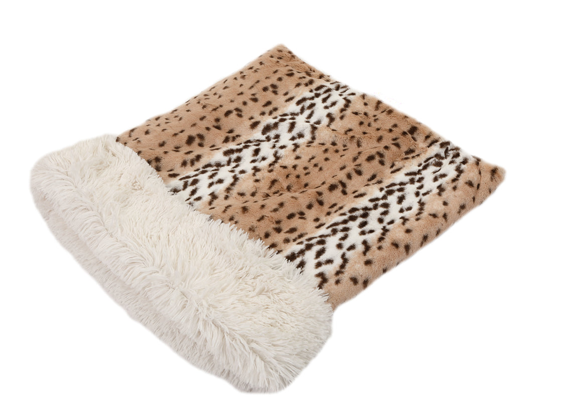 Snow Leopard & Cream Shag Cuddle Pouch
